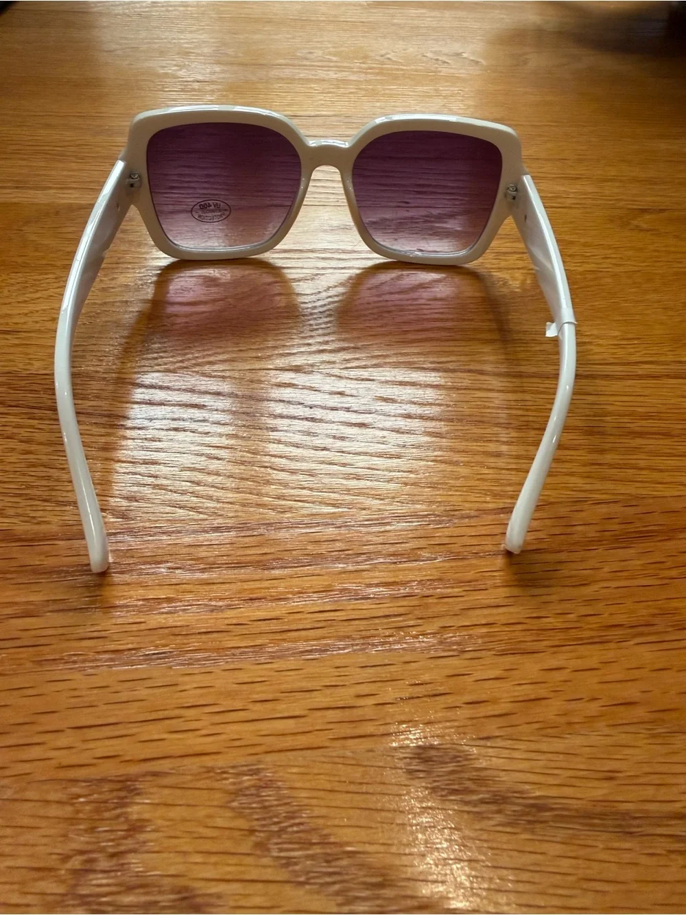 White Square Frame Sunglasses with Dark Lenses
